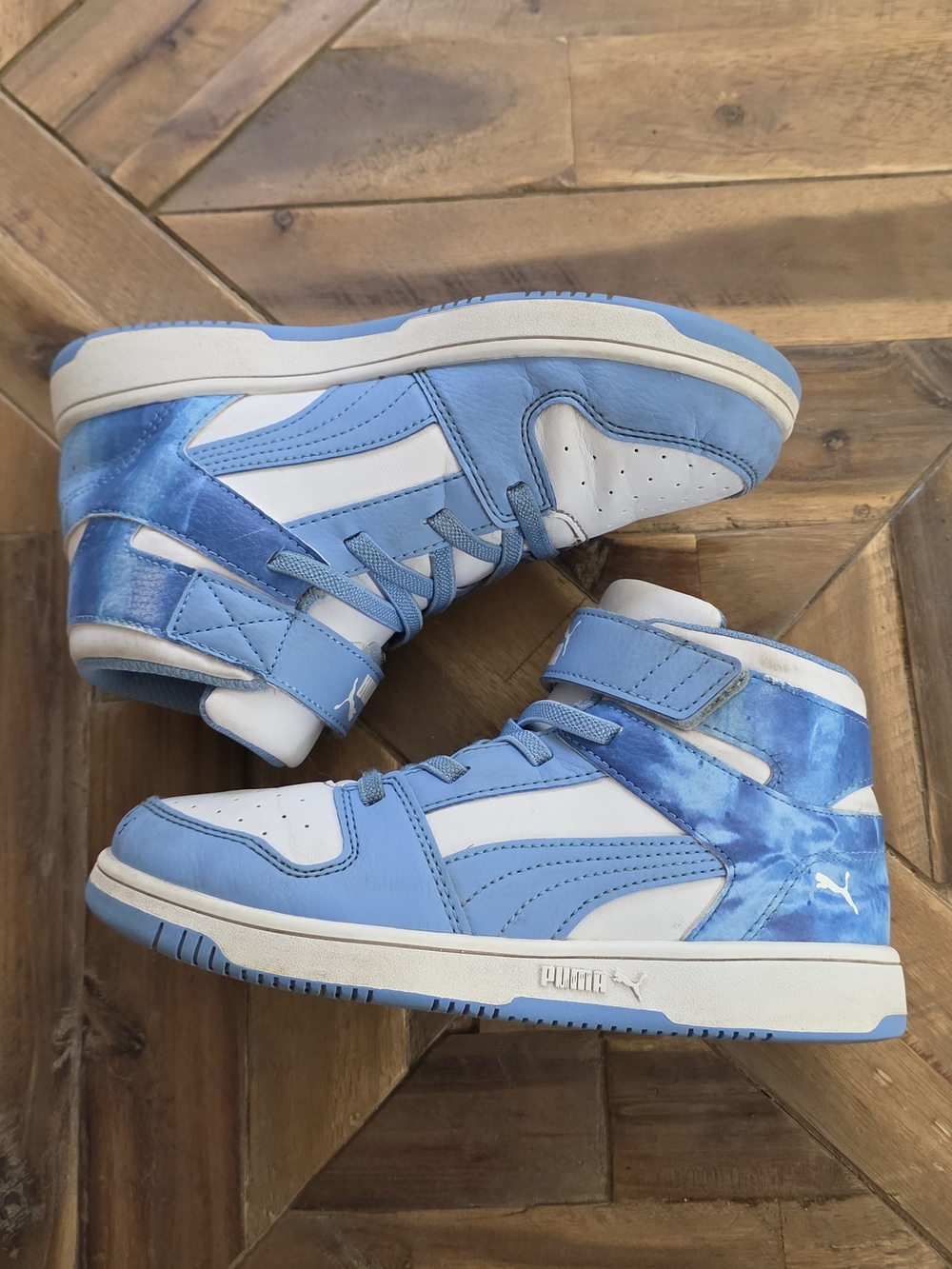 Blue Puma Rebound Layup High Top Sneakers, Kids Size 2